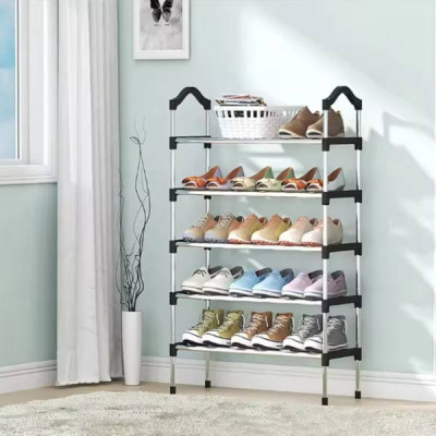 Стелаж для зберігання взуття 5 полиць Shoe rack Чорний SKLM-16-5