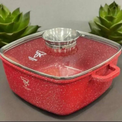 Каструля квадратна з кришкою 2,7л 20см Top Kitchen TК00054 Червона