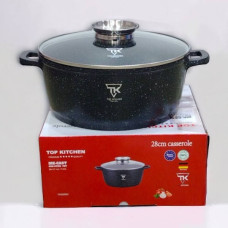 Каструля кругла з кришкою 6,63 л 28см Top Kitchen TК00053 Чорна