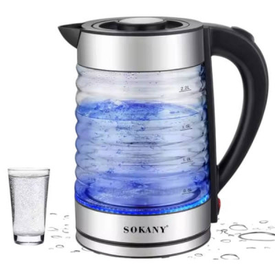 Електрочайник скляний з підсвічуванням 2,2 л 1500Вт SOKANY SK-09055