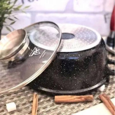 Каструля кругла з антипригарним покриттям та кришкою 20см 2,49л Тор Kitchen ТК0005 Чорна