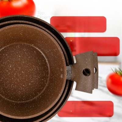 Набір посуду з кришками з антипригарним покриттям 9 предметів Тор Kitchen ТК00098 Коричневий