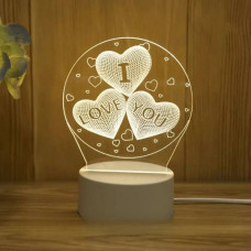 Настільний світильник New Idea 3D Desk Lamp Серця в кулі I love you Біла підставка