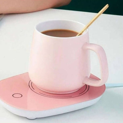 Підставка під чашку з підігрівом 55 градусів Рожева