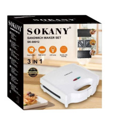 Сендвічниця з антипригарним покриттям 3 в 1 (700Вт) Sokany SK-08012 Біла