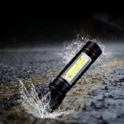 Ручний світлодіодний туристичний LED ліхтар із бічним світлом Charging Flashlight Чорний