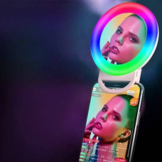 Селфі-кільце світлодіодне з дзеркалом для телефону/планшета Selfie Ring Light Рожеве