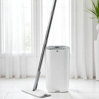 Комплект для прибирання швабра ледар і відро з віджимом 8л MOP Z1 Біле з сірим