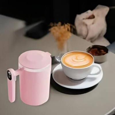 Кухоль-мішалка з датчиком температури та екраном на ручці Auto Stirring Mug Рожева