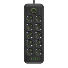 Подовжувач мережевий фільтр 3м 10×220В+4×USB+1×Type-C F26u Чорний