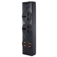Подовжувач мережі 2 роз'єми / 4-USB / 3.4A Anti-Static BKL-01 Power Socket Чорний