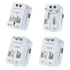 Штекер універсальний для подорожей EU-US-UK-CN-JP-IN Universal Adaptor з USB Білий