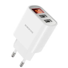 Зарядний пристрій з дисплеєм BOROFONE BA58A Mighty Dual Port Білий