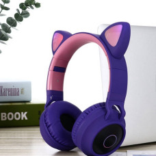 Бездротові Bluetooth навушники з котячими вушками BT028 Фіолетові