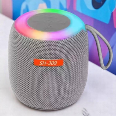 Колонка акумуляторна Bluetooth з підсвічуванням SH 309 BT BLK/BLUE/SILVER Сіра