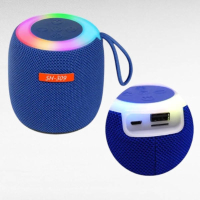 Колонка акумуляторна Bluetooth з підсвічуванням SH 309 BT BLK/BLUE/SILVER Синя