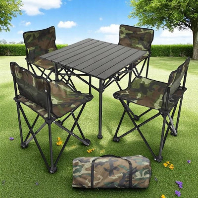 Стіл +4 стільці розкладні туристичні Folding table and chair