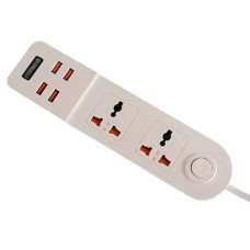 Подовжувач мережі 2 роз'єми / 4-USB / 3.4A Anti-Static BKL-02 Power Socket Білий