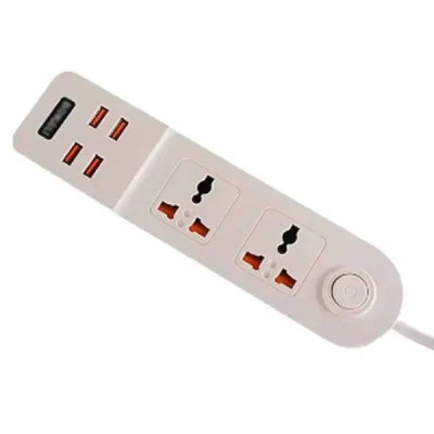 Подовжувач мережі 2 роз'єми / 4-USB / 3.4A Anti-Static BKL-02 Power Socket Білий
