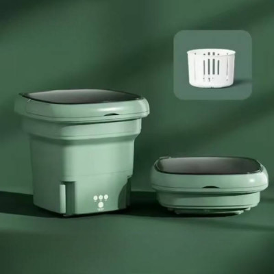 Пральна машинка компактна силіконова складана 2в1 10л Folding Washing Machine Зелена