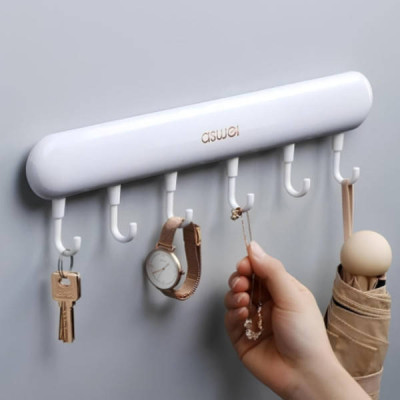 Полиця у ванну настінна з гачками Towel hook LY-839 Біла