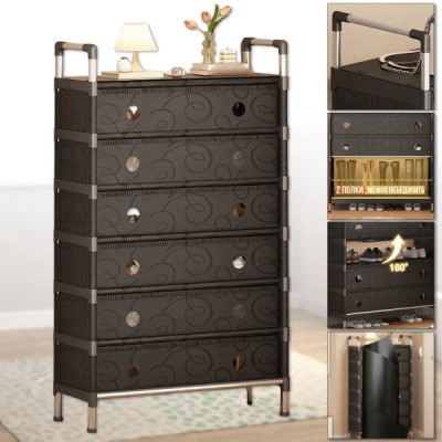 Полиця для взуття пластикова складана 28*140*63см sklm-32 Чорна