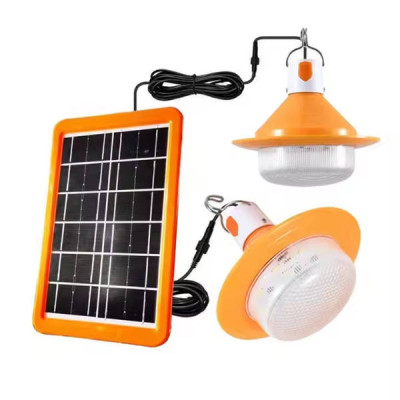 Комплект для освітлення сонячна панель + 2 світильники Solar Білий з оранжевим