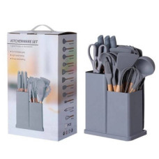 Набір силіконовий кухонного начиння 21 шт Kitchenware Set Сірий