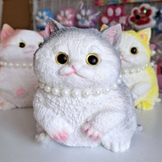 Сквіш-антистрес Котик сидить 11*16см Pinch Family Білий з сірим