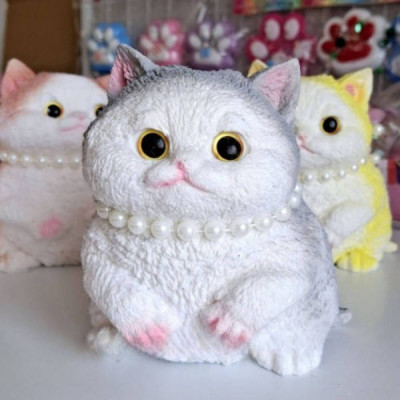 Сквіш-антистрес Котик сидить 11*16см Pinch Family Білий з сірим