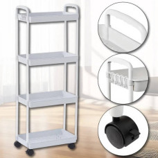 Етажерка підлогова 4-ярусна на коліщатках пластикова Storage rack AND906 Біла