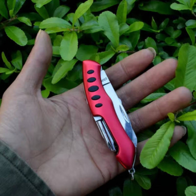 Ніж складаний туристичний мультитул 12в1 Traveler 9.5см 5011LG5 Black/Blue/Red Червоний