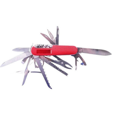 Ніж багатофункціональний туристичний мультитул 17в1 9см Traveler K5017ALL Black/Red/Blue/Orange/Green Червоний