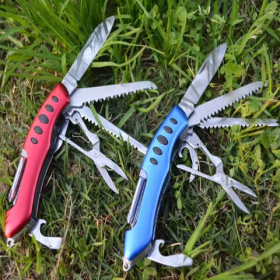 Ніж складаний туристичний мультитул 12в1 Traveler 9.5см 5011LG5 Black/Blue/Red Синій