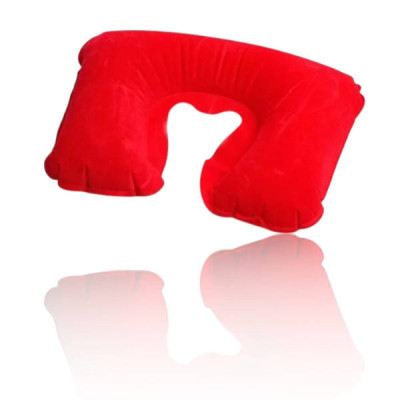 Подушка для подорожей надувна U-подібна з покриттям 44*27см Travel Blue Neck Pillow Червона