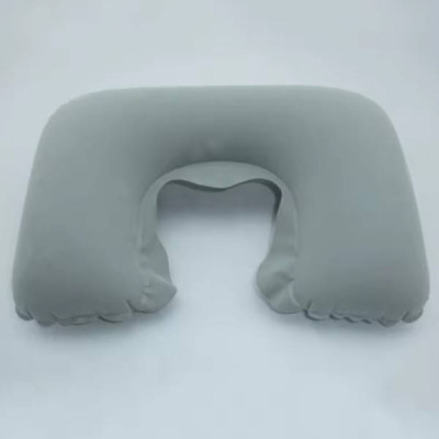 Подушка для подорожей надувна U-подібна з покриттям 44*27см Travel Blue Neck Pillow Сіра
