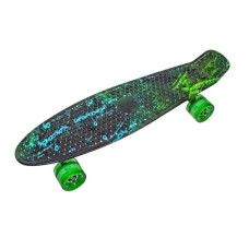 Пенні борд із колесами, що світяться PU Penny Board H20 Чорний з синьо-зеленим принтом