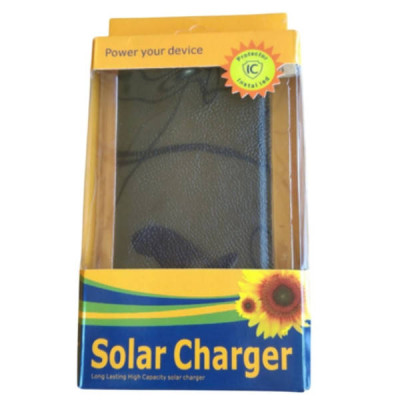 Power Bank із сонячною зарядкою в розкладному чохлі 10000mAh Solar Charger Power Bank Чорний із помаранчевим