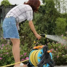 Котушка для шланга обертова переносна Чорна з блакитним