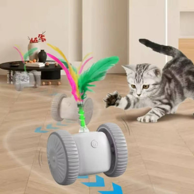 Іграшка для тварин акумуляторна USB Cat teaser Біла з сірим