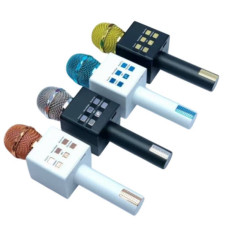 Мікрофон караоке бездротовий Bluetooth USB Чорний+золото