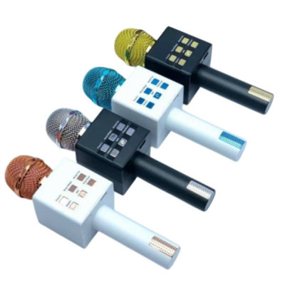 Мікрофон караоке бездротовий Bluetooth USB Чорний+золото