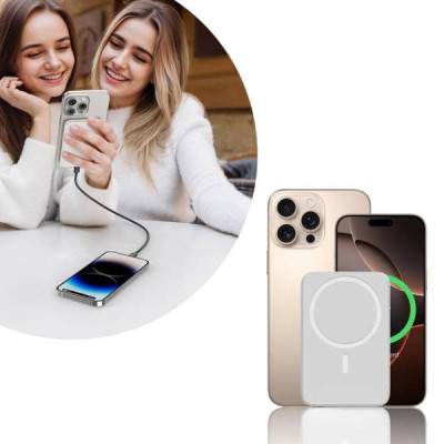 Power Bank з бездротовою зарядкою магнітний PD 22,5W 10000MAH Білий