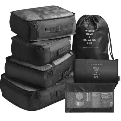 Набір органайзерів для зберігання речей дорожній 8 шт Travel storage bag Наві-225 Чорний
