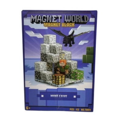 Конструктор магнітний кубічний 43 деталі Minecraft Magnetism World T9911