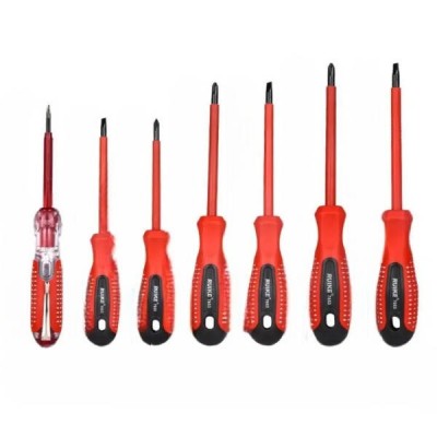 Набір діелектричних викруток у чохлі 7шт Screwdriver Set Червоні з чорним
