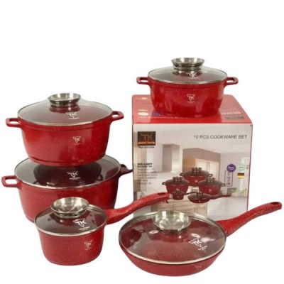 Набір посуду з гранітним покриттям антипригарним 12 предметів Top Kitchen TK-00020 Червоний