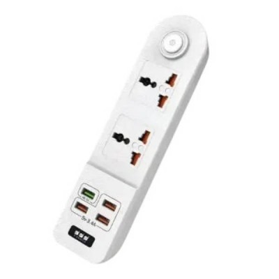 Подовжувач мережі 2 роз'єми / 4-USB / 3.4A Anti-Static BKL-01 Power Socket Білий