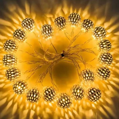 Гірлянда LED Кулі металеві з овальним візерунком 3м 220V.