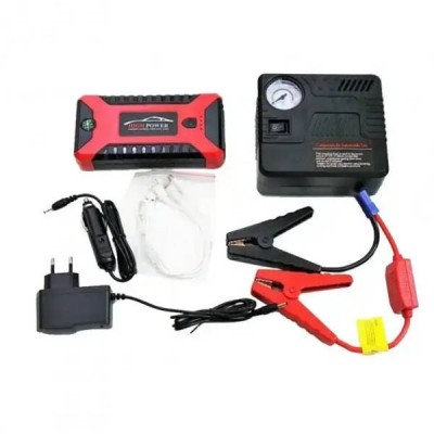 Пускозарядний пристрій + компресор у валізі 99800 мАh JUMPSTARTER JX27 Чорне з червоним